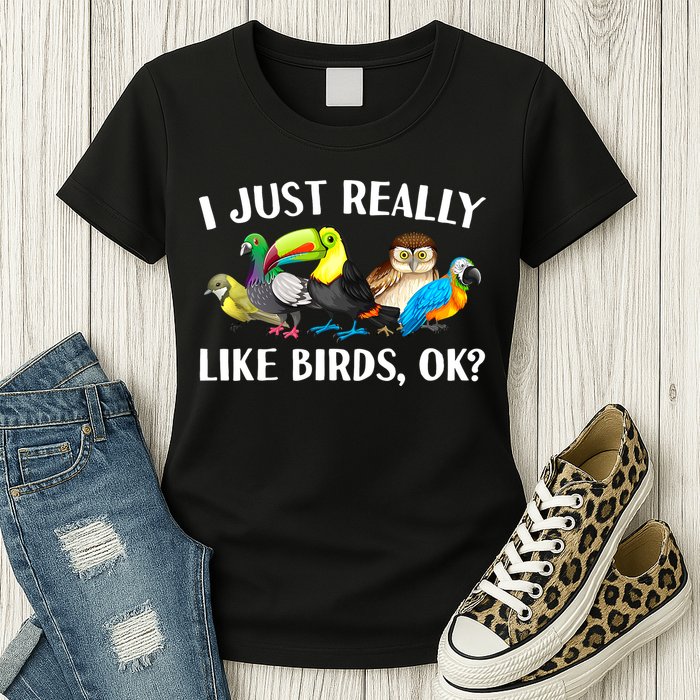 Cool Bird Lover Bird Watcher Nerd Parrot Birds Womens T-Shirt
