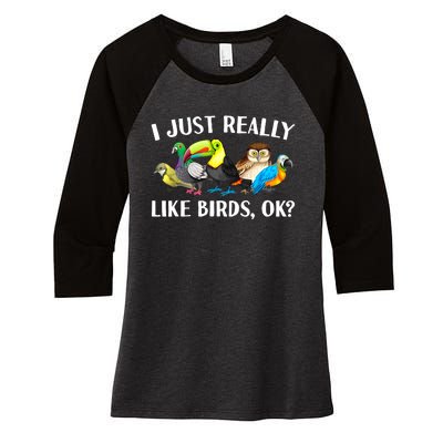 Cool Bird Lover Bird Watcher Nerd Parrot Birds Women's Tri-Blend 3/4-Sleeve Raglan Shirt