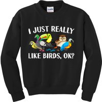 Cool Bird Lover Bird Watcher Nerd Parrot Birds Kids Sweatshirt