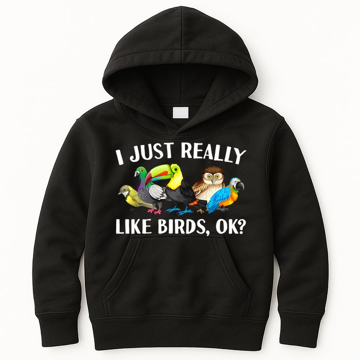 Cool Bird Lover Bird Watcher Nerd Parrot Birds Kids Hoodie