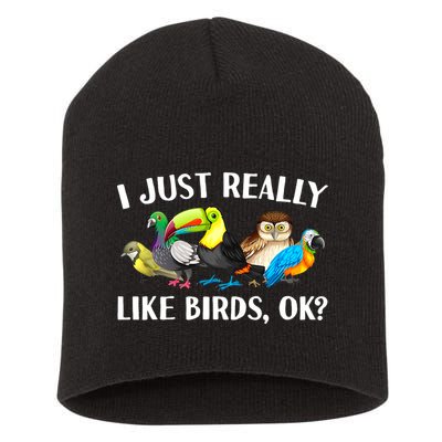 Cool Bird Lover Bird Watcher Nerd Parrot Birds Short Acrylic Beanie