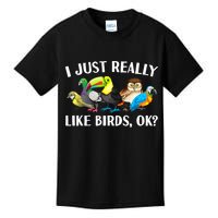 Cool Bird Lover Bird Watcher Nerd Parrot Birds Kids T-Shirt