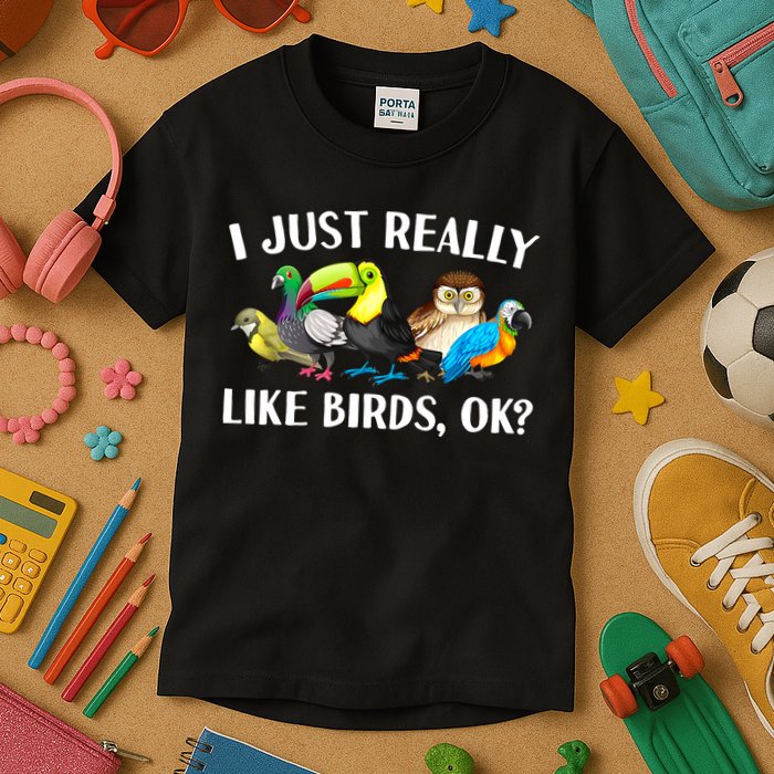 Cool Bird Lover Bird Watcher Nerd Parrot Birds Kids T-Shirt