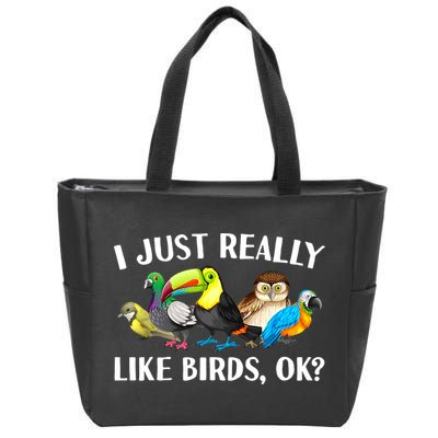 Cool Bird Lover Bird Watcher Nerd Parrot Birds Zip Tote Bag