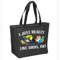 Cool Bird Lover Bird Watcher Nerd Parrot Birds Zip Tote Bag