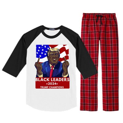 Celebrate Black Leaders 2024 Trump Champions Dark Maga 2024 Raglan Sleeve Pajama Set