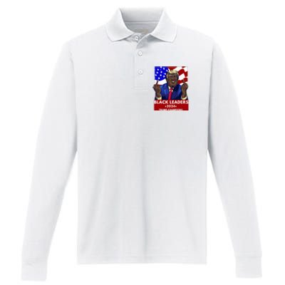 Celebrate Black Leaders 2024 Trump Champions Dark Maga 2024 Performance Long Sleeve Polo