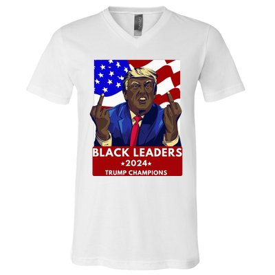 Celebrate Black Leaders 2024 Trump Champions Dark Maga 2024 V-Neck T-Shirt