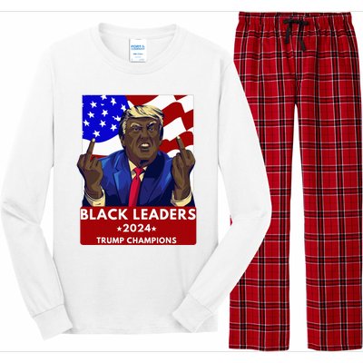 Celebrate Black Leaders 2024 Trump Champions Dark Maga 2024 Long Sleeve Pajama Set