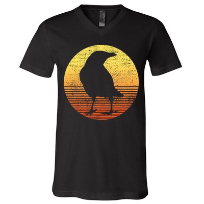 Crow Bird Lover Gift Raven Vintage V-Neck T-Shirt