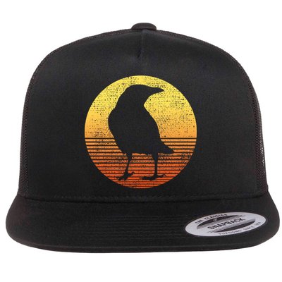 Crow Bird Lover Gift Raven Vintage Flat Bill Trucker Hat
