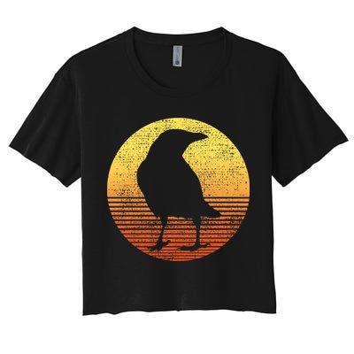 Crow Bird Lover Gift Raven Vintage Women's Crop Top Tee