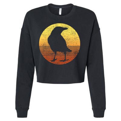 Crow Bird Lover Gift Raven Vintage Cropped Pullover Crew