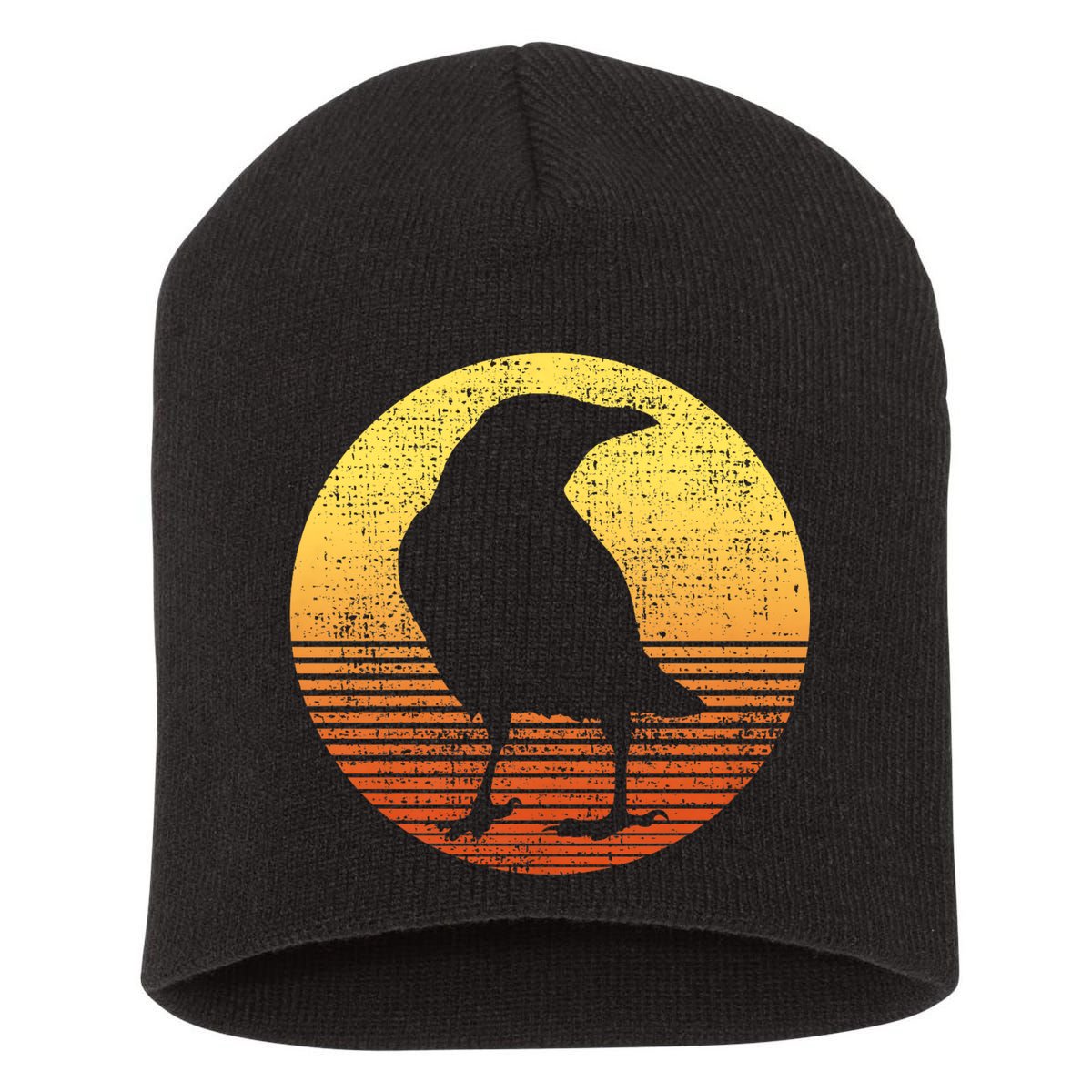 Crow Bird Lover Gift Raven Vintage Short Acrylic Beanie