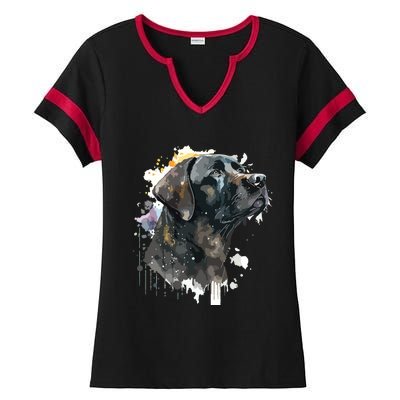 Cute Black Lab Black Labrador Retriever Puppy Dog Mom Animal Ladies Halftime Notch Neck Tee