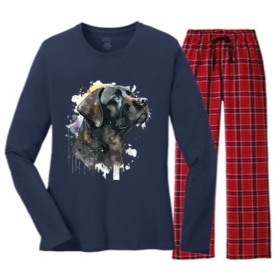 Cute Black Lab Black Labrador Retriever Puppy Dog Mom Animal Women's Long Sleeve Flannel Pajama Set 