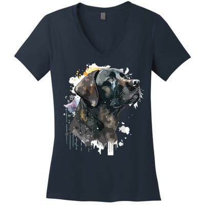 Cute Black Lab Black Labrador Retriever Puppy Dog Mom Animal Women's V-Neck T-Shirt