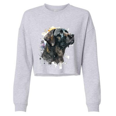 Cute Black Lab Black Labrador Retriever Puppy Dog Mom Animal Cropped Pullover Crew