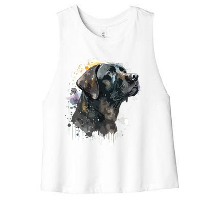 Cute Black Lab Black Labrador Retriever Puppy Dog Mom Animal Women's Racerback Cropped Tank