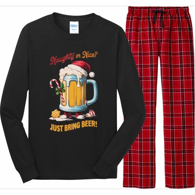 Christmas Beer Lover Naughty Or Nice Just Bring Beer Winter Long Sleeve Pajama Set