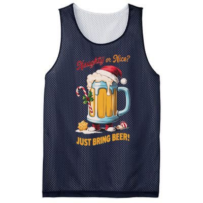 Christmas Beer Lover Naughty Or Nice Just Bring Beer Winter Mesh Reversible Basketball Jersey Tank