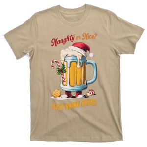 Christmas Beer Lover Naughty Or Nice Just Bring Beer Winter T-Shirt