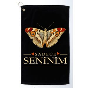 Cute Butterfly Love Outfit Gift Sadece Seninim (Turquoise) Meaningful Gift Platinum Collection Golf Towel