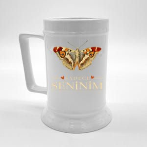 Cute Butterfly Love Outfit Gift Sadece Seninim (Turquoise) Meaningful Gift Beer Stein