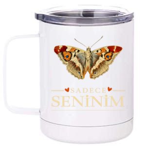 Cute Butterfly Love Outfit Gift Sadece Seninim (Turquoise) Meaningful Gift 12 oz Stainless Steel Tumbler Cup