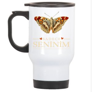 Cute Butterfly Love Outfit Gift Sadece Seninim (Turquoise) Meaningful Gift Stainless Steel Travel Mug