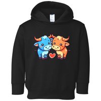 Cute Bull Love Couple Taurus Valentines Day Toddler Hoodie