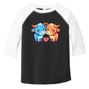 Cute Bull Love Couple Taurus Valentines Day Toddler Fine Jersey T-Shirt