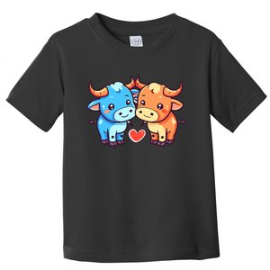 Cute Bull Love Couple Taurus Valentines Day Toddler T-Shirt