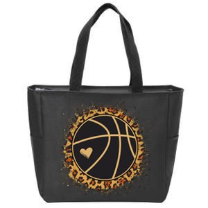 Cute Basketball Leopard Print Female Basketball Player Zip Tote Bag