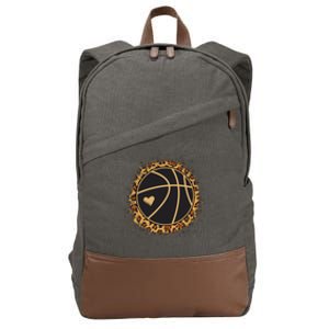 Cute Basketball Leopard Print Female Basketball Player Cotton Canvas Backpack