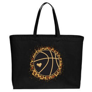 Cute Basketball Leopard Print Female Basketball Player Cotton Canvas Jumbo Tote