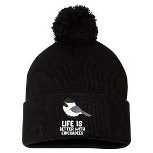 Chickadee Bird Life Is Better With Blackcapped Chickadees Pom Pom 12in Knit Beanie