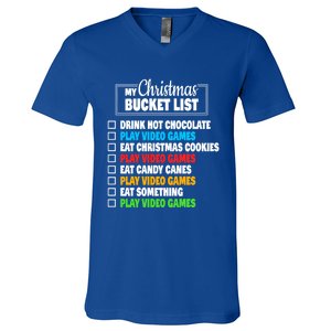 Christmas Bucket List Gamer Video Games Xmas Cool Gift V-Neck T-Shirt