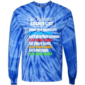 Christmas Bucket List Gamer Video Games Xmas Cool Gift Tie-Dye Long Sleeve Shirt