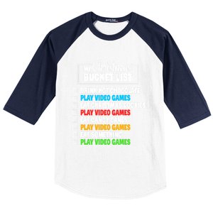 Christmas Bucket List Gamer Video Games Xmas Cool Gift Baseball Sleeve Shirt