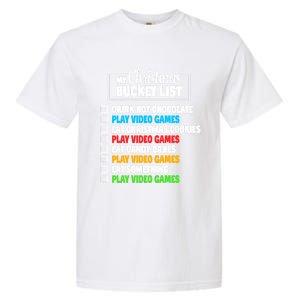 Christmas Bucket List Gamer Video Games Xmas Cool Gift Garment-Dyed Heavyweight T-Shirt