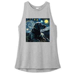 Cute Black Lab Black Labrador Retriever Puppy Dog Mom Animal Ladies PosiCharge Tri-Blend Wicking Tank