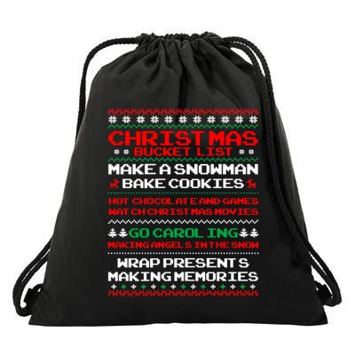 Christmas Bucket List Make Snow Bake Cookies Cool Gift Drawstring Bag