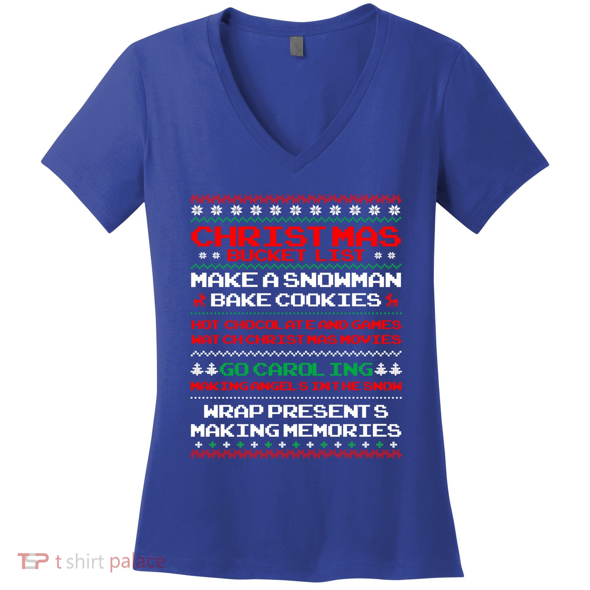 Christmas Bucket List Make Snow Bake Cookies Cool Gift Women's V-Neck T-Shirt