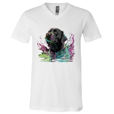 Cute Black Lab Black Labrador Retriever Puppy Dog Mom Animal V-Neck T-Shirt