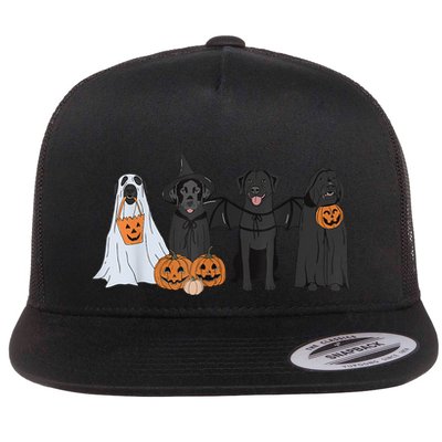 Cute Black Labrador Dog Halloween Pumpkin Labrador Dog Mom Flat Bill Trucker Hat