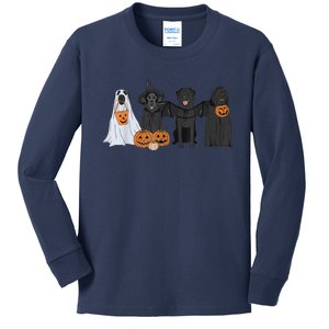 Cute Black Labrador Dog Halloween Pumpkin Labrador Dog Mom Kids Long Sleeve Shirt