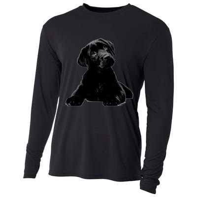 Cute Black Lab Puppy Dog Animal Lover Gift Cooling Performance Long Sleeve Crew