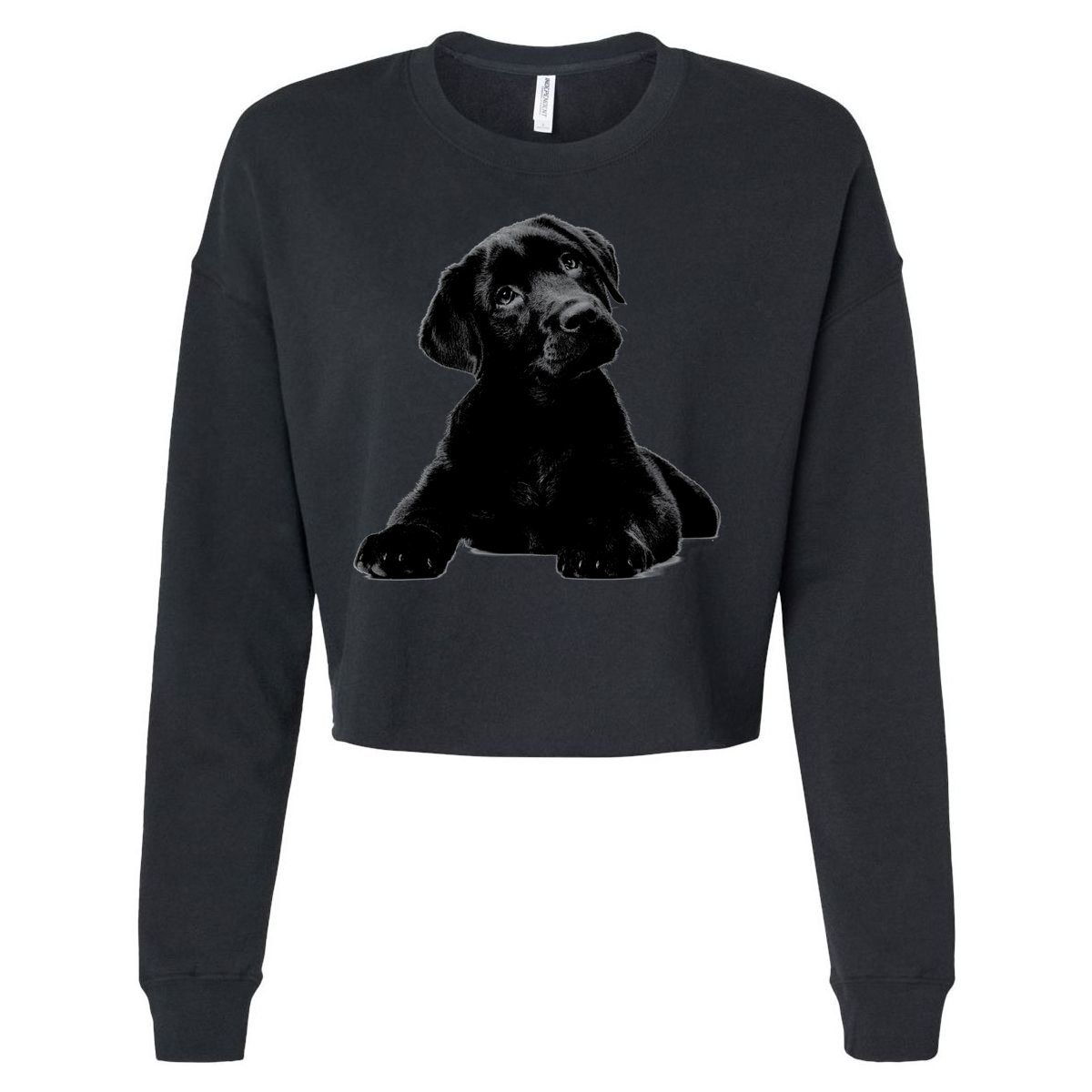 Cute Black Lab Puppy Dog Animal Lover Gift Cropped Pullover Crew