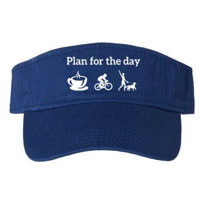 Cycling Biking Lover Gift Plan For The Day Coffee Dogs Gift Valucap Bio-Washed Visor